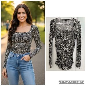 Ann Taylor Animal Print Long Sleeve Top size S